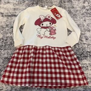 2016 Sanrio Girls Hello Kitty Sweater Dress Checkered My Melody Size 6/7 New